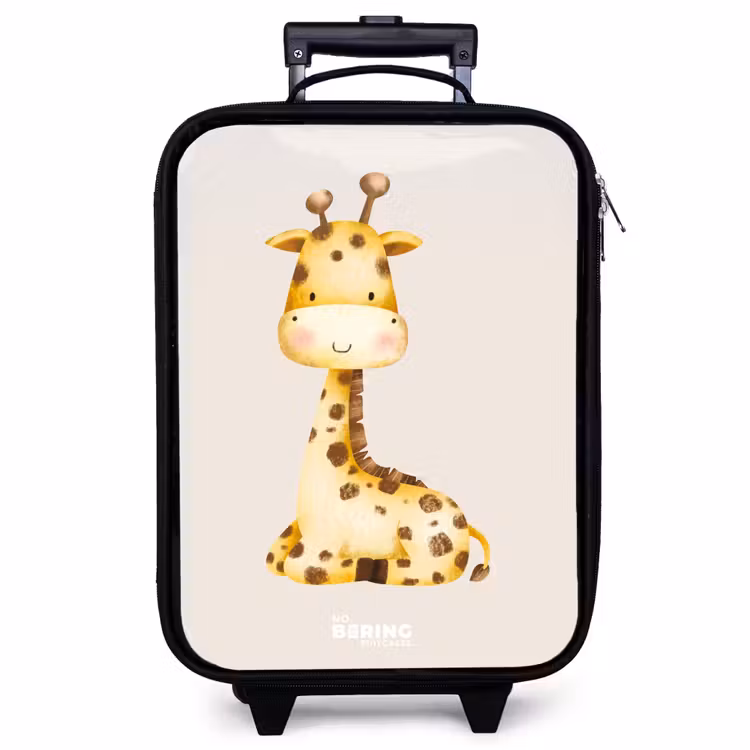 Kinderkoffer - Liegende Giraffe Illustration auf beigem Hintergrund — 1
