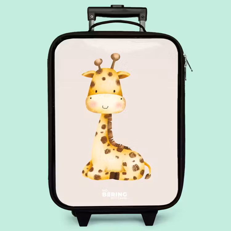Kinderkoffer - Liegende Giraffe Illustration auf beigem Hintergrund — 3