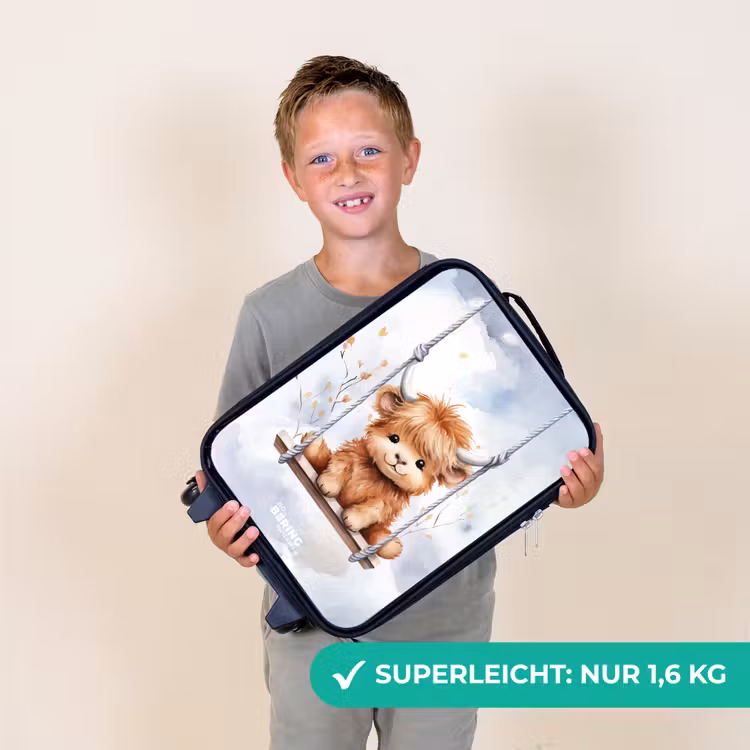 Kinderkoffer - Schaukelnder schottischer Highlander Aquarell-Kalb — 2