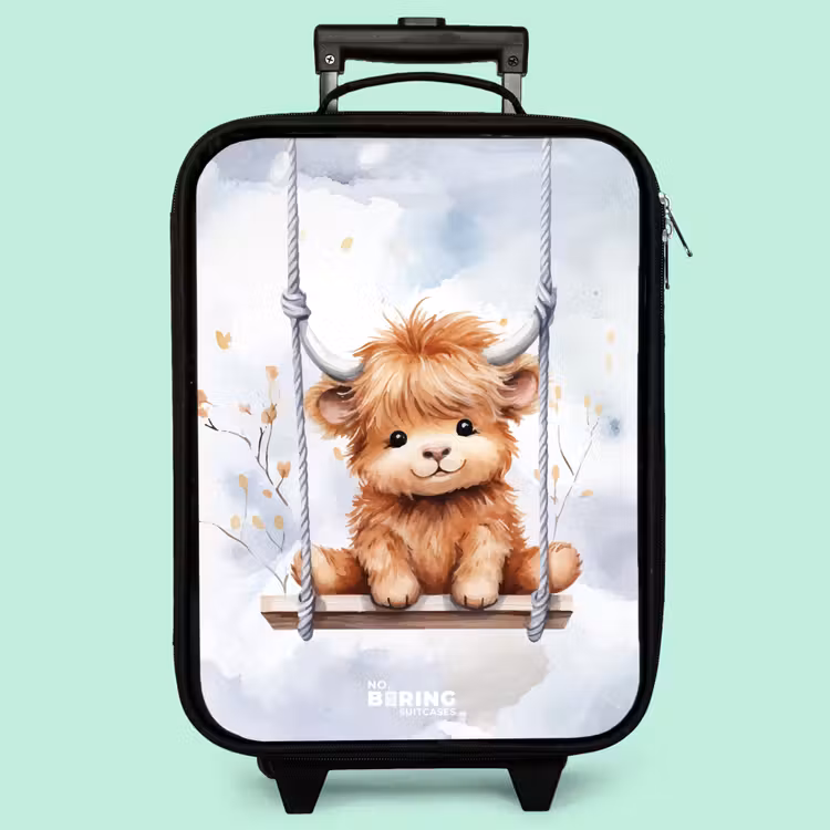 Kinderkoffer - Schaukelnder schottischer Highlander Aquarell-Kalb — 3