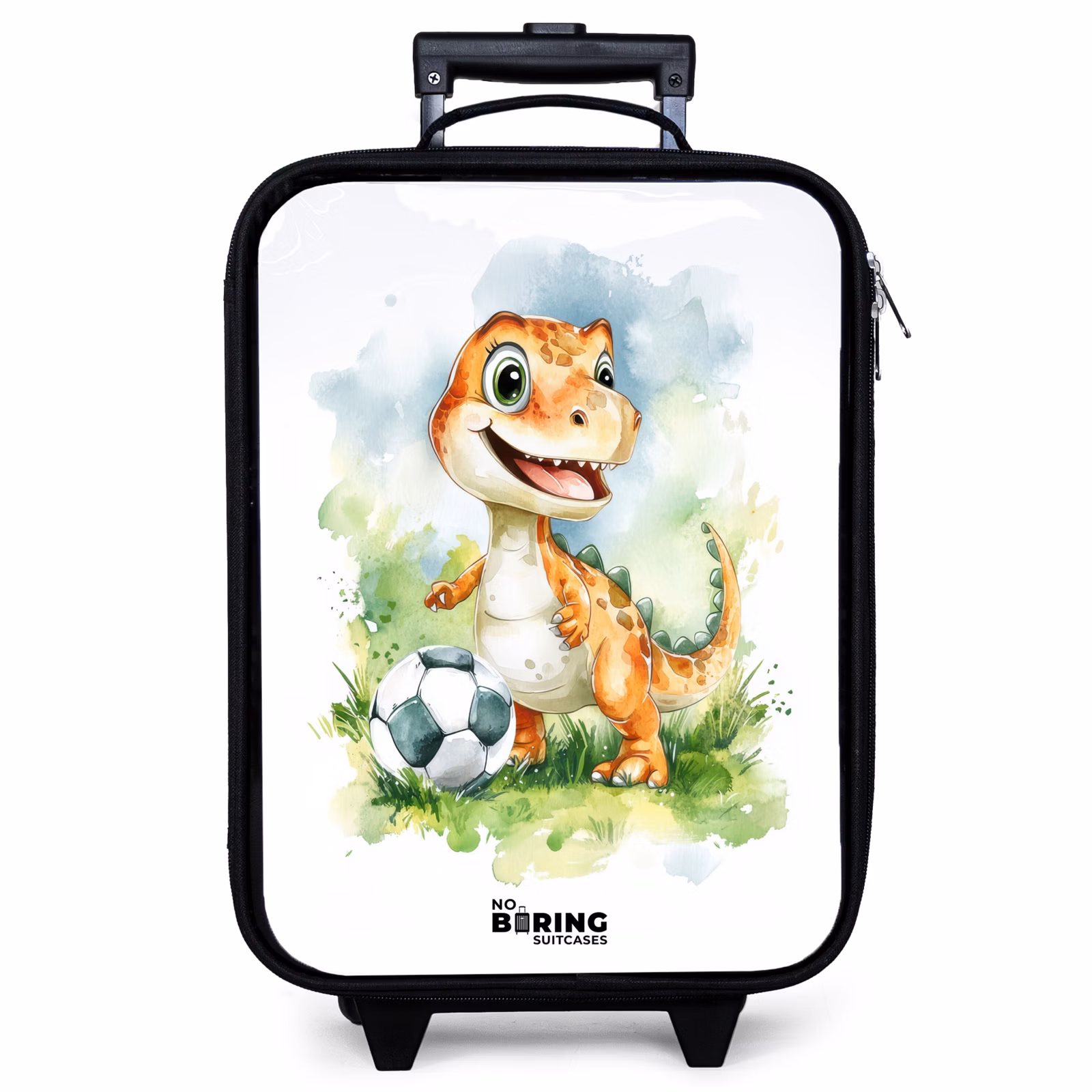 Kinderkoffer - Dino mit Fußball im bunten Feld — 1