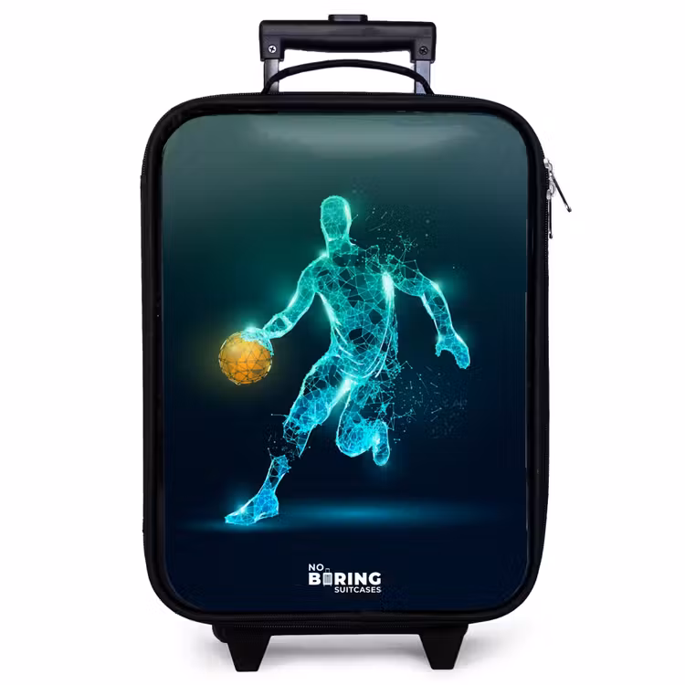 Kinderkoffer - Basketballspieler in Neon-Dribbling-Aktion — 1