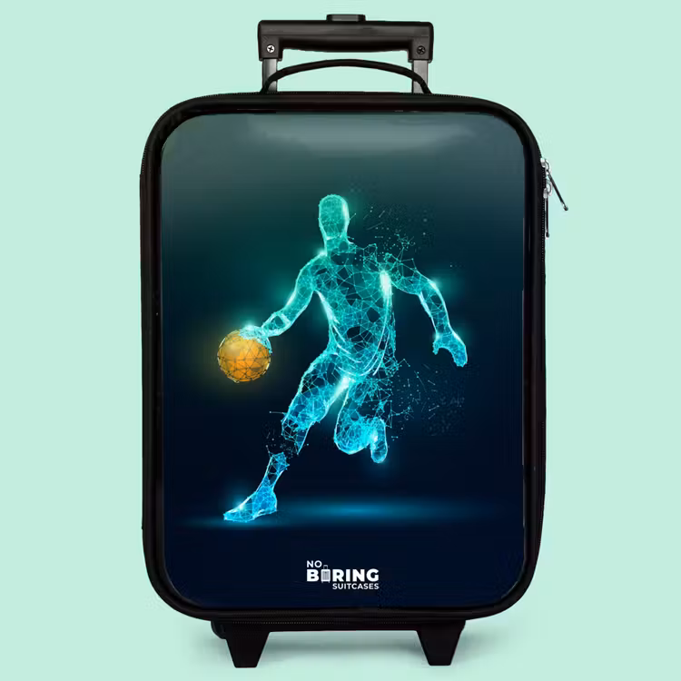 Kinderkoffer - Basketballspieler in Neon-Dribbling-Aktion — 3