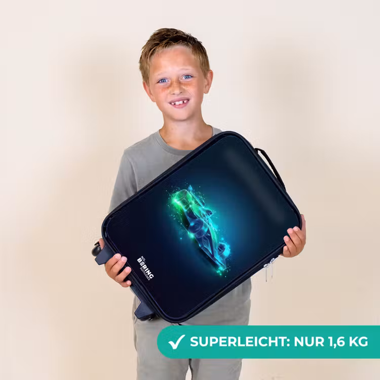 Kinderkoffer - Neon-Rennwagen im digitalen Stil — 2