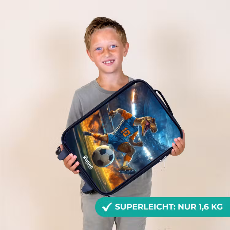 Kinderkoffer - T-Rex als Fußballer im vollen Stadion — 2