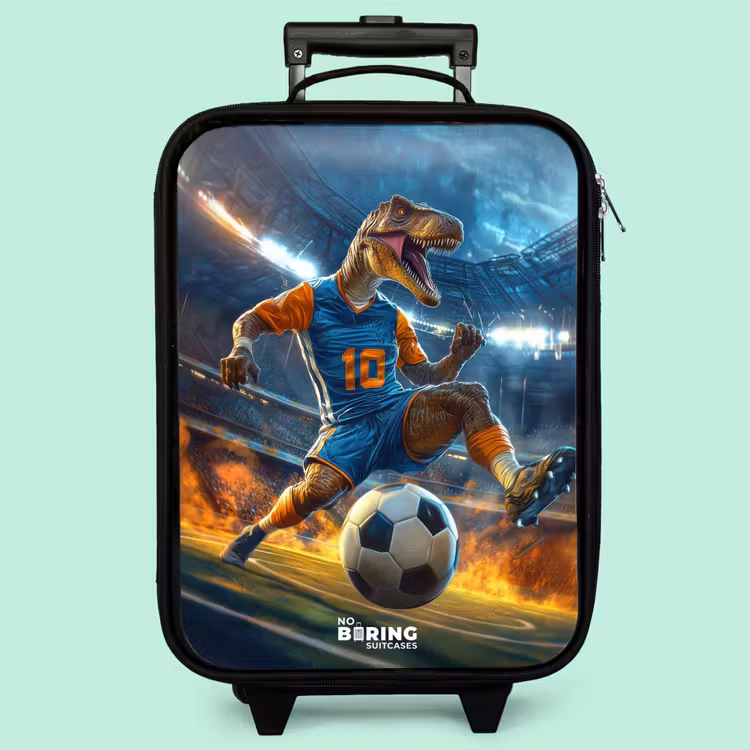 Kinderkoffer - T-Rex als Fußballer im vollen Stadion — 3
