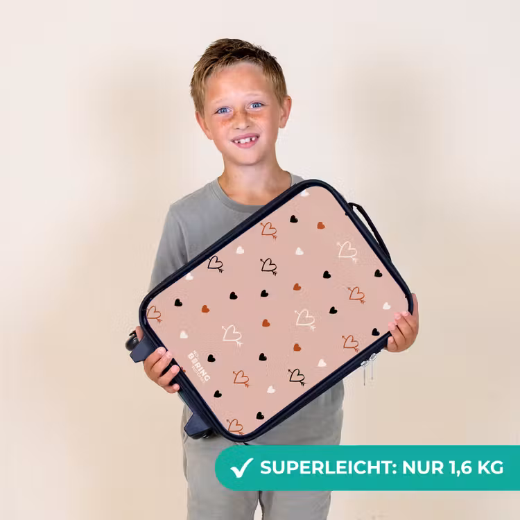Kinderkoffer - Herzen mit Pfeilen in Schwarz, Weiß und Rosa — 2