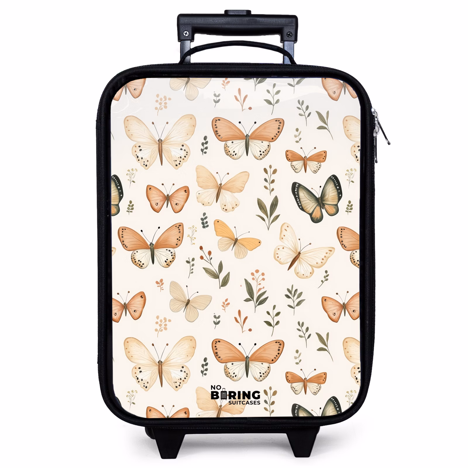 Kinderkoffer - Schmetterlinge in Beige- und Orangetönen zwischen grünen Blättern — 1
