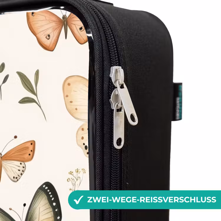 Kinderkoffer - Schmetterlinge in Beige- und Orangetönen zwischen grünen Blättern — 6