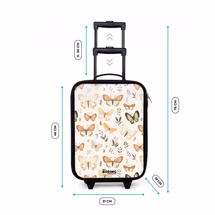 Kinderkoffer - Schmetterlinge in Beige- und Orangetönen zwischen grünen Blättern — 7