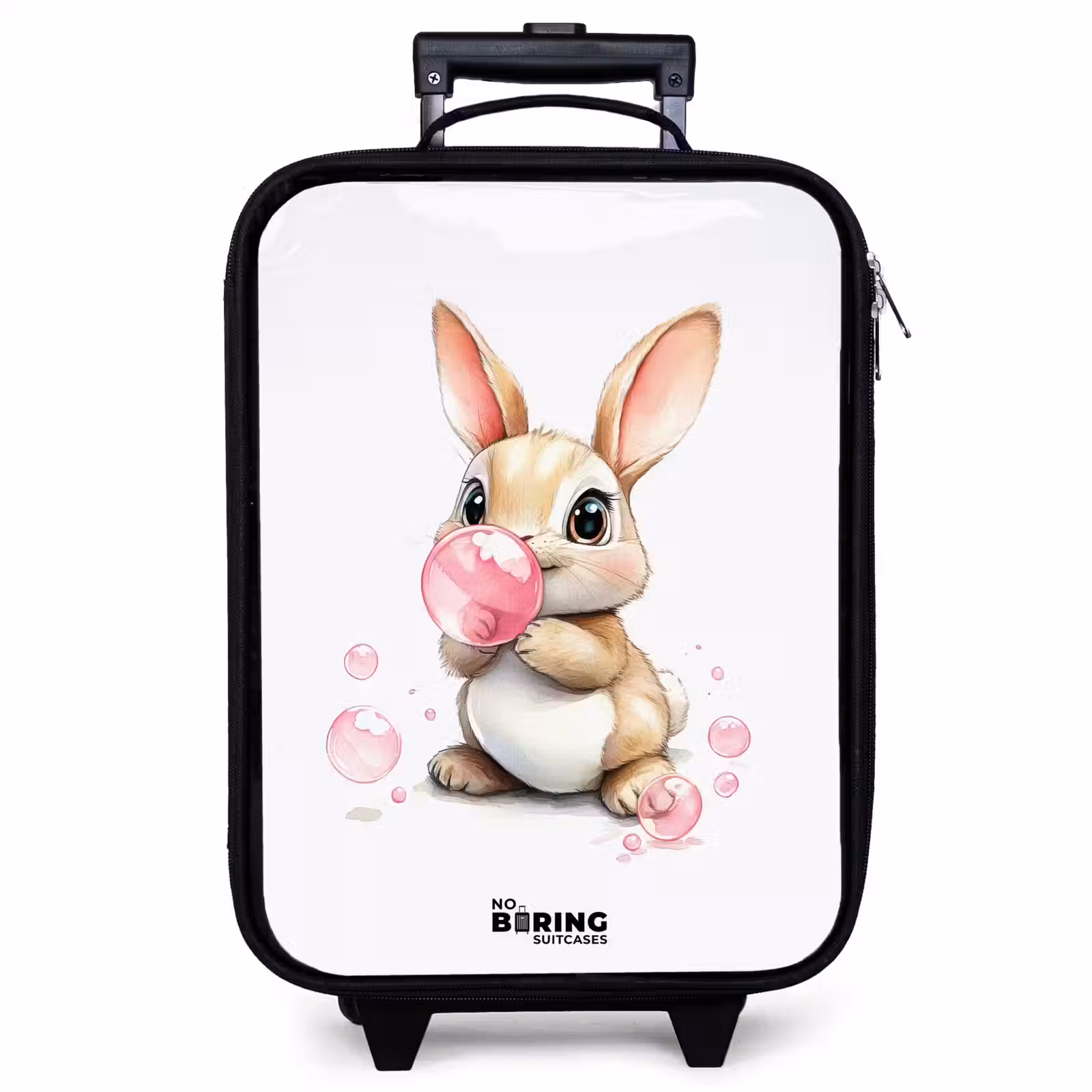 Kinderkoffer - Brauner Hase mit rosa Blasen — 1