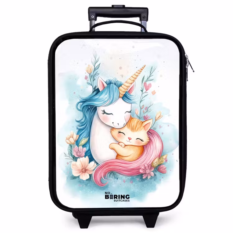 Kinderkoffer - Einhorn mit blauer Mähne und orangefarbenem Kätzchen — 1