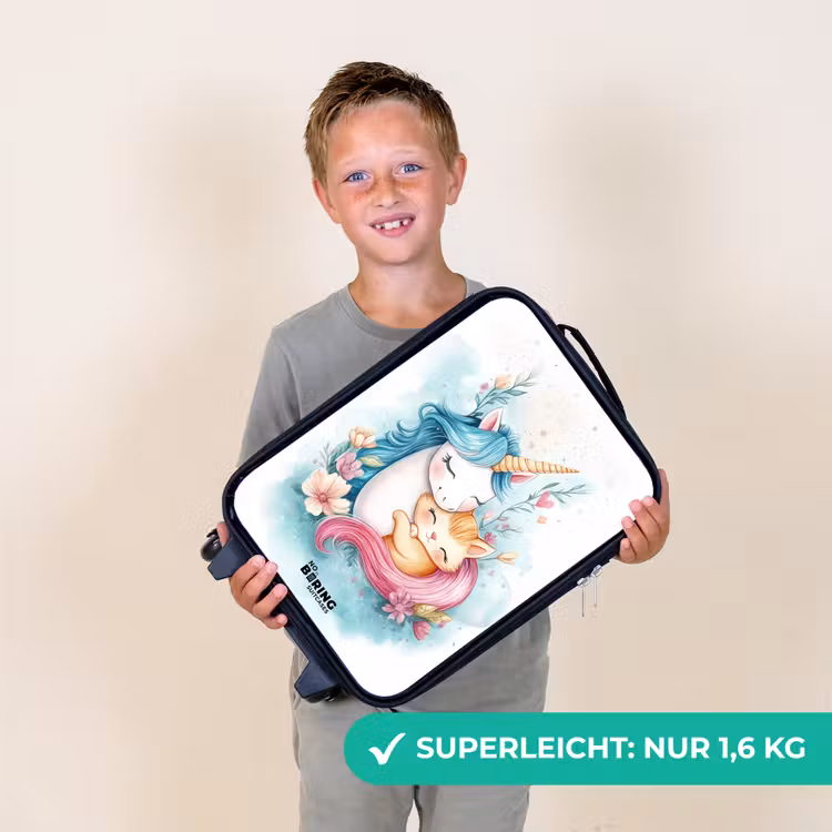 Kinderkoffer - Einhorn mit blauer Mähne und orangefarbenem Kätzchen — 2