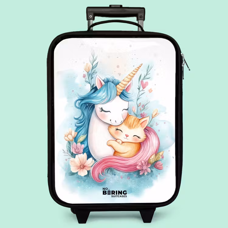 Kinderkoffer - Einhorn mit blauer Mähne und orangefarbenem Kätzchen — 3