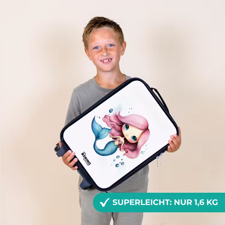 Kinderkoffer - Meerjungfrau mit rosa Haaren und blauem Schwanz zwischen Blasen — 2