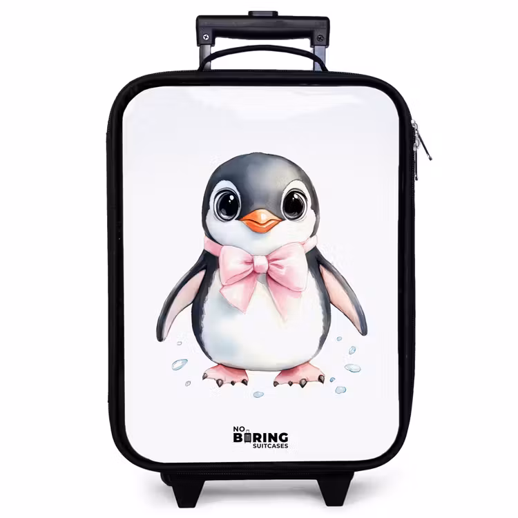 Kinderkoffer - Pinguin mit rosa Schleife und Eistropfen — 1