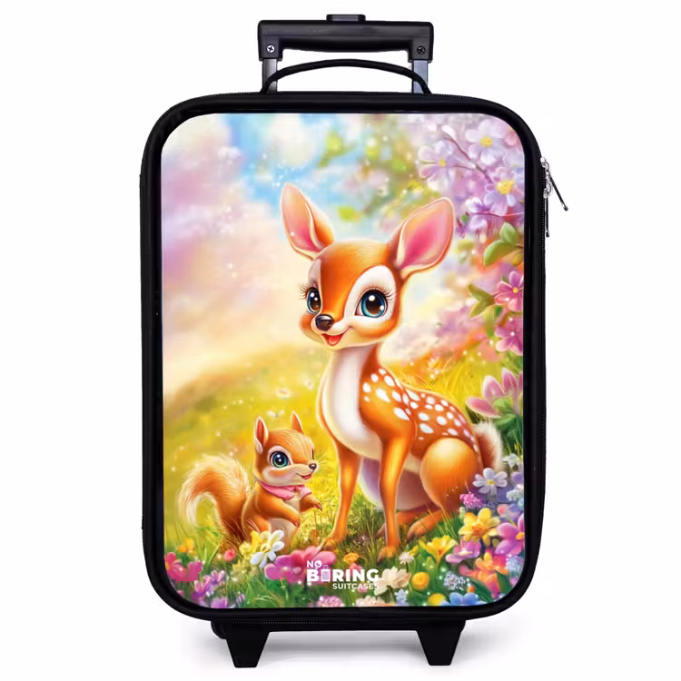 Kinderkoffer - Hirsch und Eichhörnchen in einem bunten Blumenfeld — 1