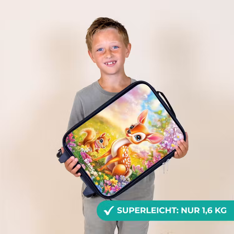 Kinderkoffer - Hirsch und Eichhörnchen in einem bunten Blumenfeld — 2