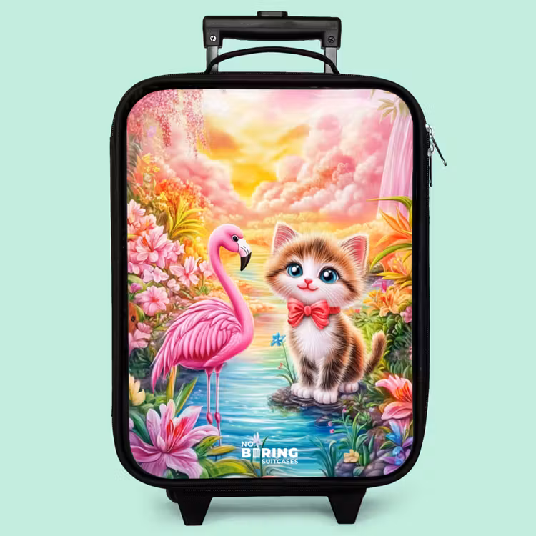 Kinderkoffer - Kätzchen mit Flamingo im tropischen Blumenparadies — 3