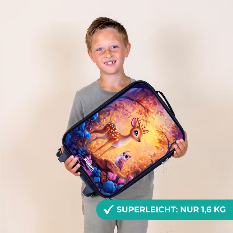 Kinderkoffer - Kleines Reh und Eule in einem rosa Märchenwald — 2