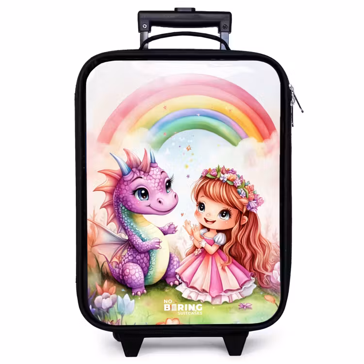 Kinderkoffer - Mädchen mit lila Drache unter Regenbogen — 1
