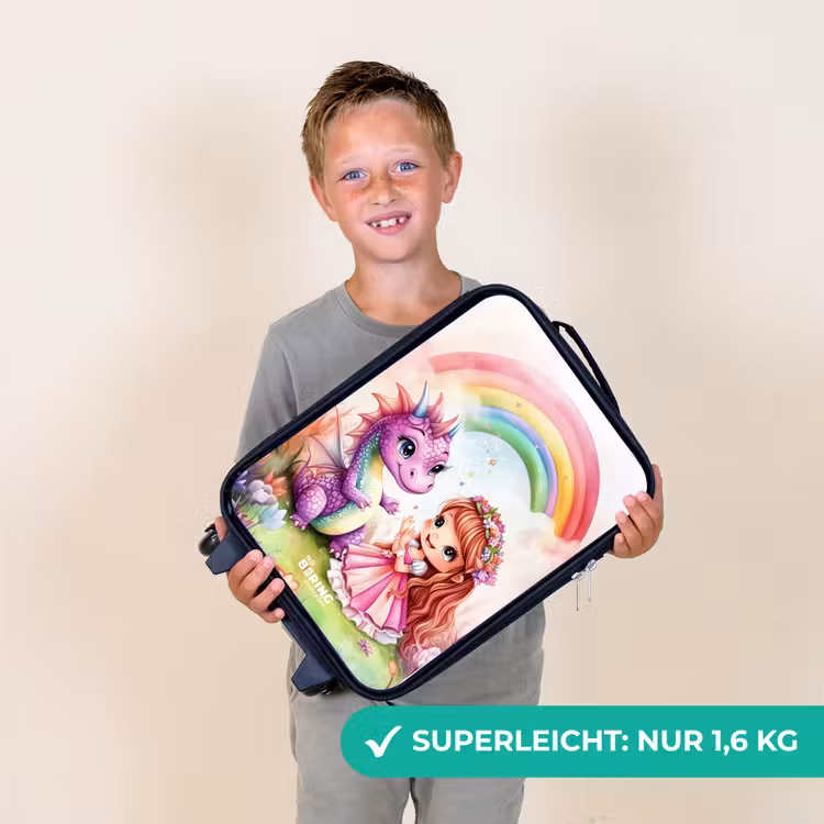 Kinderkoffer - Mädchen mit lila Drache unter Regenbogen — 2