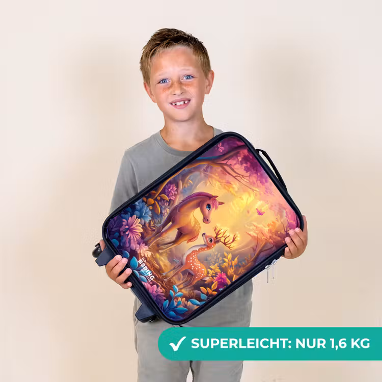Kinderkoffer - Pferd und Hirsch in einem rosa Märchenwald — 2