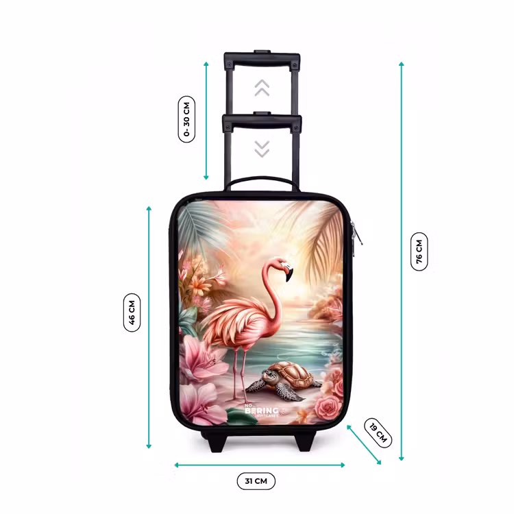 Kinderkoffer - Flamingo und Schildkröte an einem rosa Strand. — 7