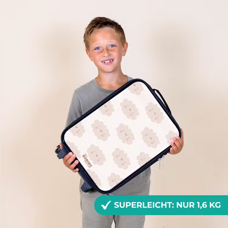 Kinderkoffer - Fröhliche Wolken mit Gesichtern auf cremefarbenem Hintergrund — 2