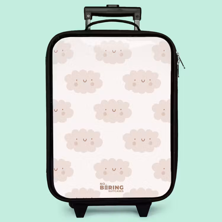 Kinderkoffer - Fröhliche Wolken mit Gesichtern auf cremefarbenem Hintergrund — 3