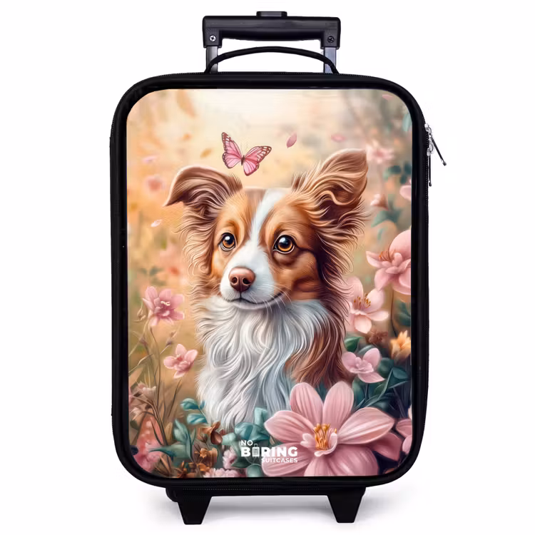 Kinderkoffer - Hund im Blumenfeld mit Schmetterlingen — 1