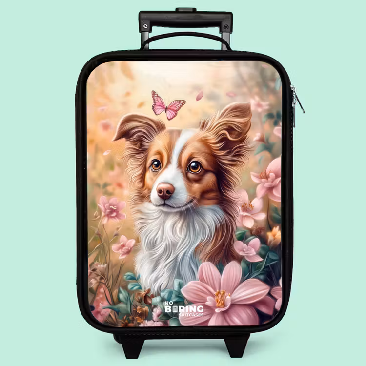 Kinderkoffer - Hund im Blumenfeld mit Schmetterlingen — 3