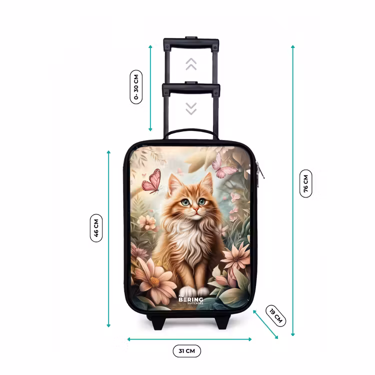 Kinderkoffer - Katze im Blumenfeld mit rosa Schmetterlingen. — 7