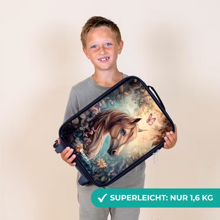 Kinderkoffer - Pferd mit Schmetterlingen im Blumengarten — 2