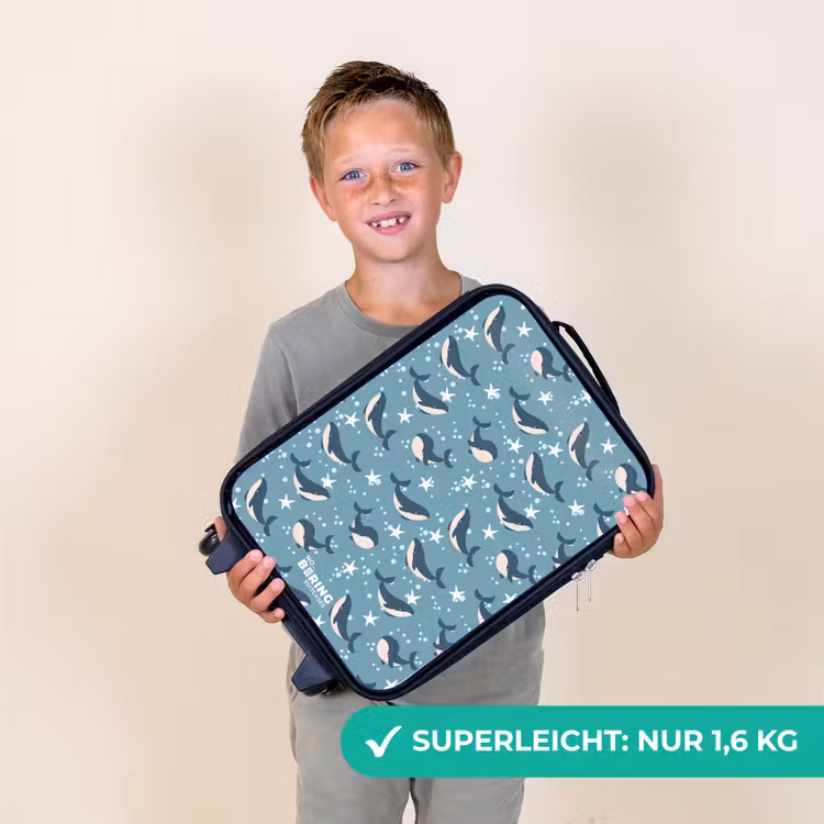 Kinderkoffer - Dunkelblaues Walmuster mit Seesternen — 2