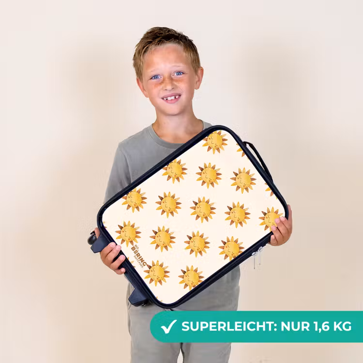 Kinderkoffer - Lächelnde Sonnen als Muster auf beigem Hintergrund — 2
