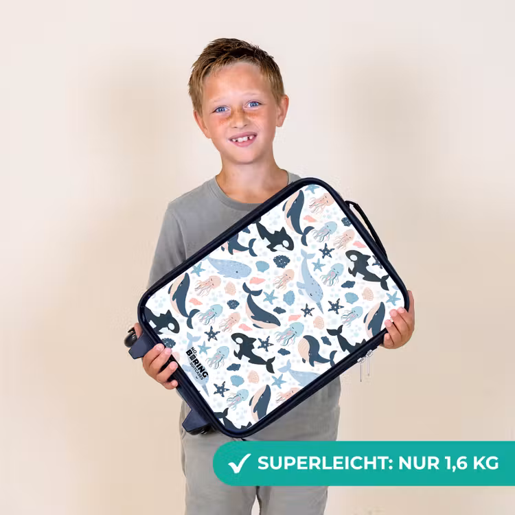 Kinderkoffer - Seetiermuster mit Walen, Quallen und Orcas — 2