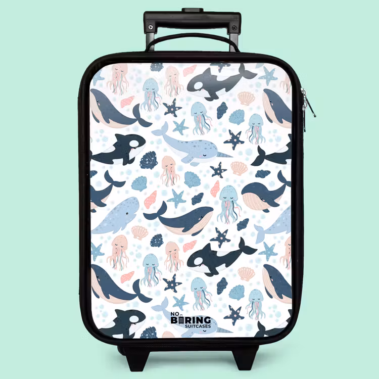 Kinderkoffer - Seetiermuster mit Walen, Quallen und Orcas — 3