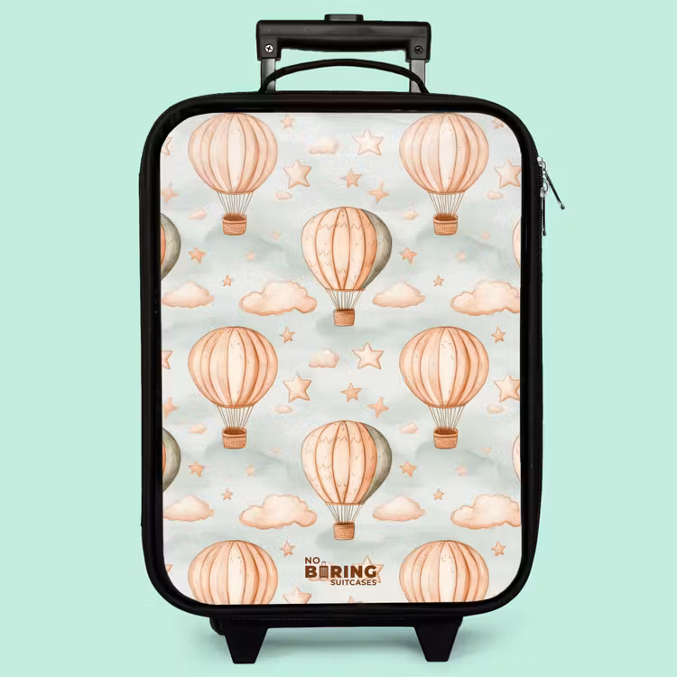 Kinderkoffer - Vintage Heißluftballons in Sepia mit Wolken und Sternen — 3