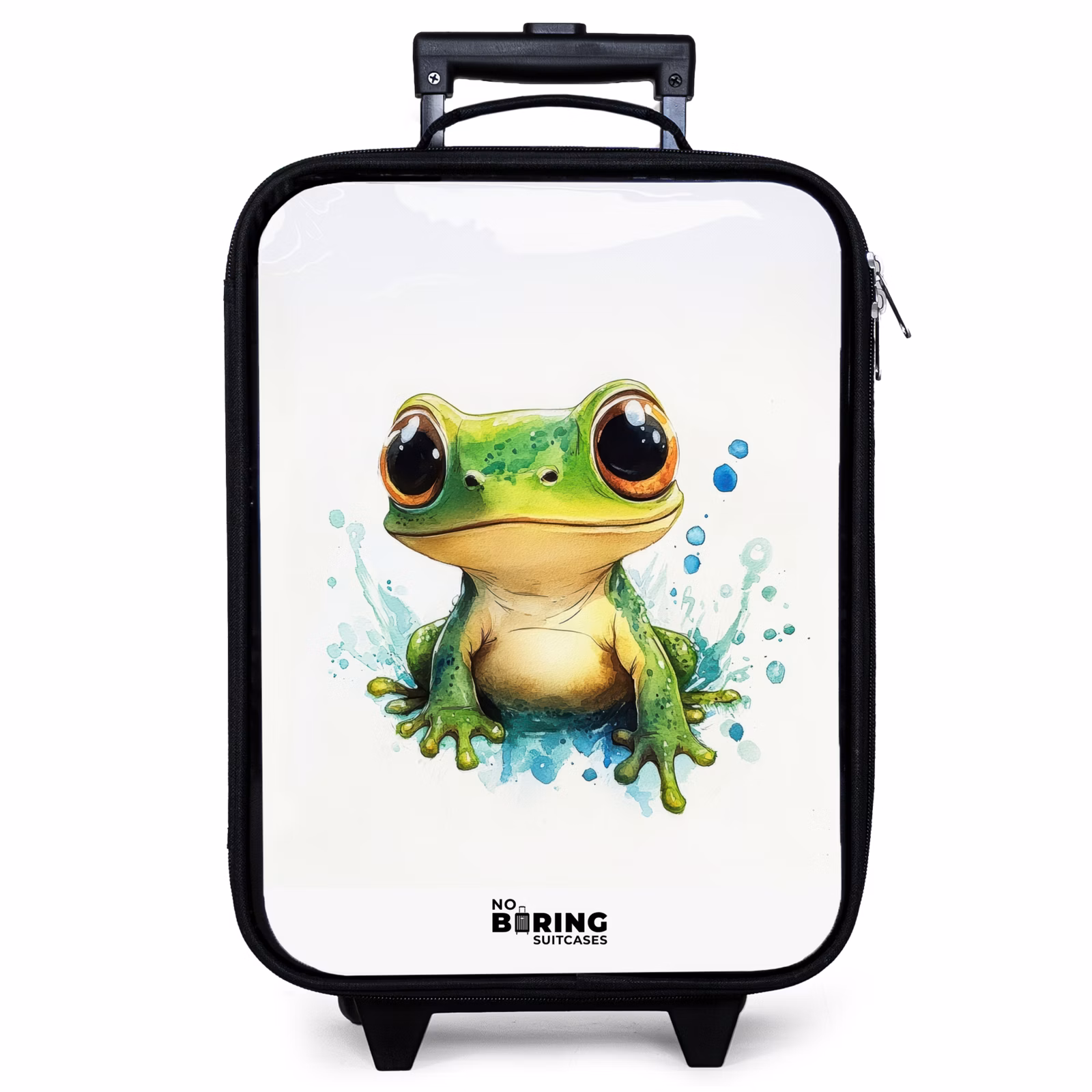 Kinderkoffer - Grüner Frosch mit großen Augen auf weißem Hintergrund — 1