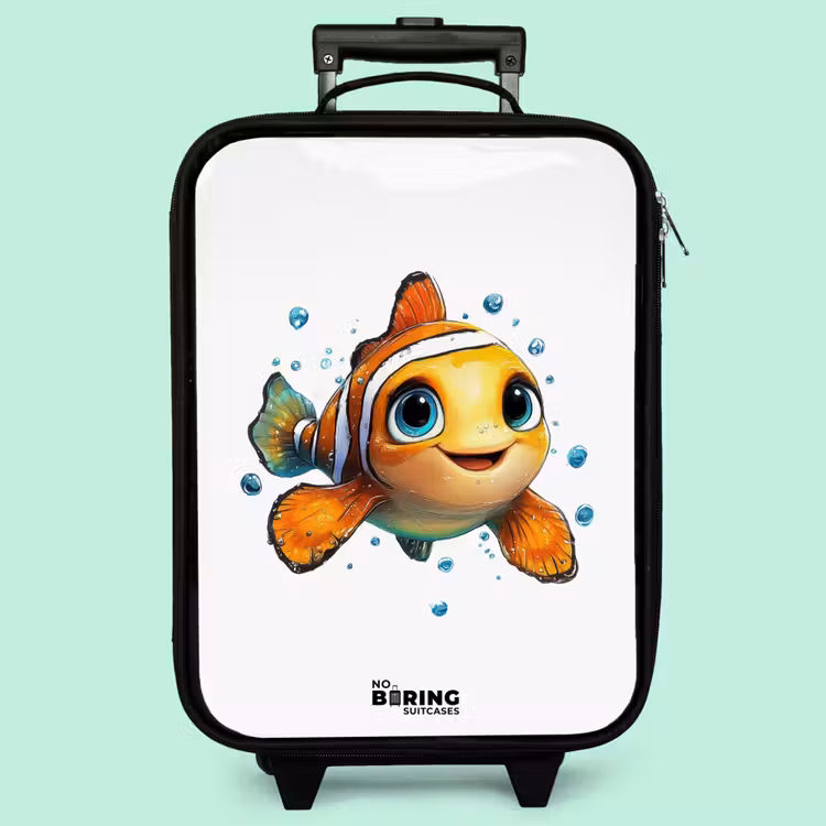 Kinderkoffer - Clownfisch mit Blasen auf weißem Hintergrund — 3