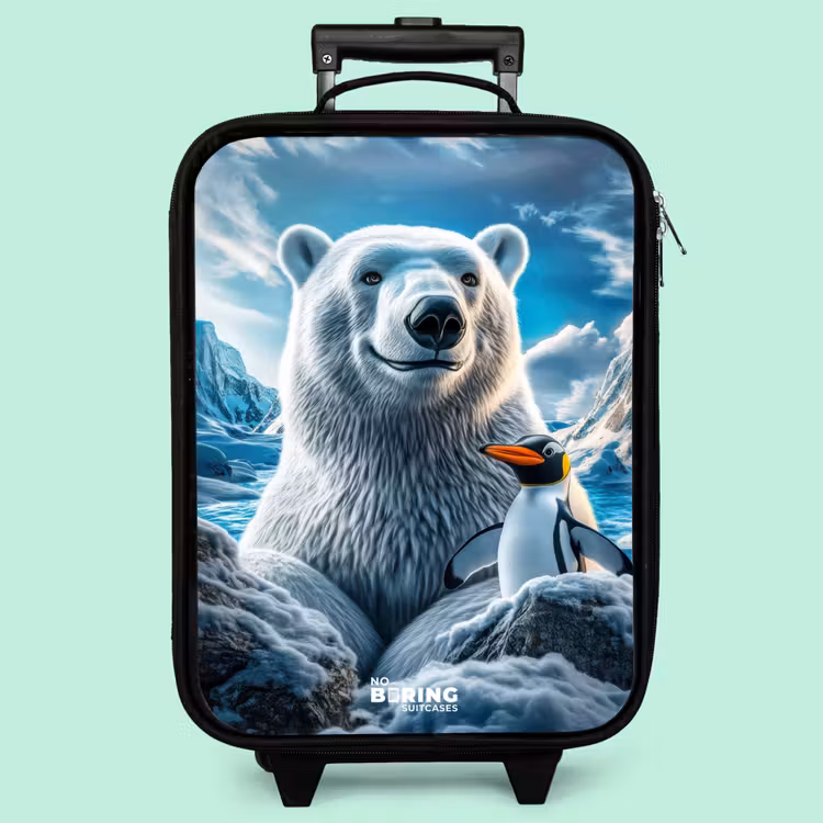 Kinderkoffer - Eisbär und Pinguin in verschneiter Berglandschaft — 3