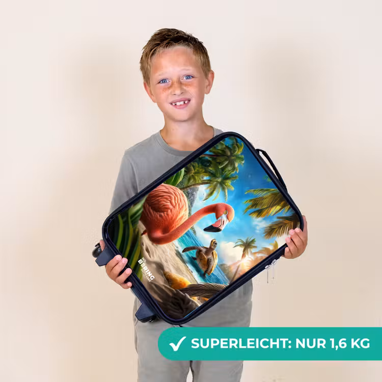 Kinderkoffer - Flamingo und Schildkröte am tropischen Strand — 2
