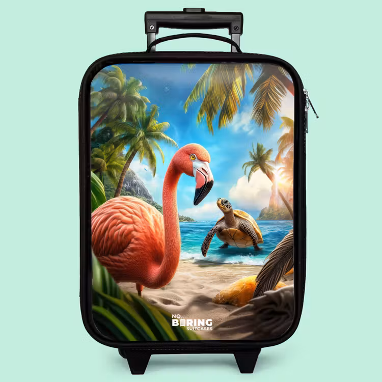 Kinderkoffer - Flamingo und Schildkröte am tropischen Strand — 3