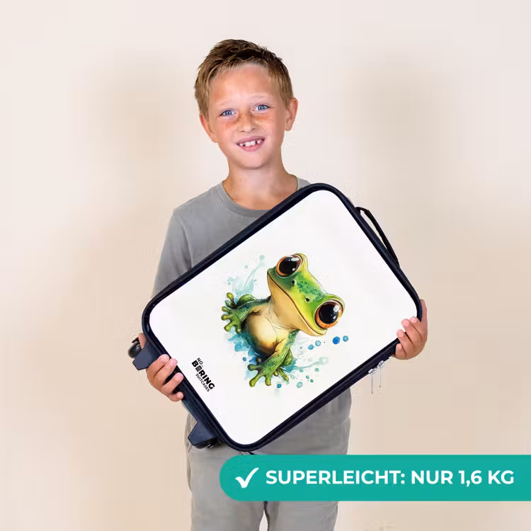Kinderkoffer - Grüner Frosch mit großen Augen auf weißem Hintergrund — 2