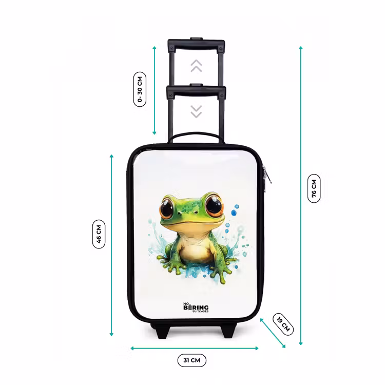 Kinderkoffer - Grüner Frosch mit großen Augen auf weißem Hintergrund — 7