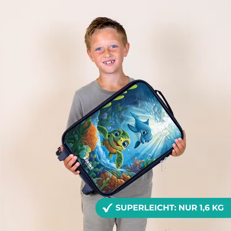 Kinderkoffer - Schildkröte und Delfin im blauen Ozean — 2