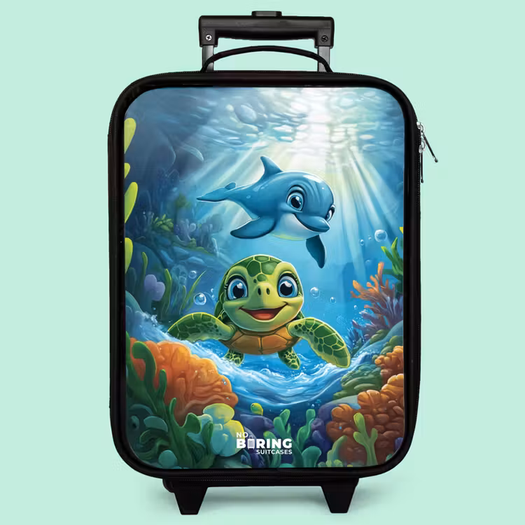 Kinderkoffer - Schildkröte und Delfin im blauen Ozean — 3