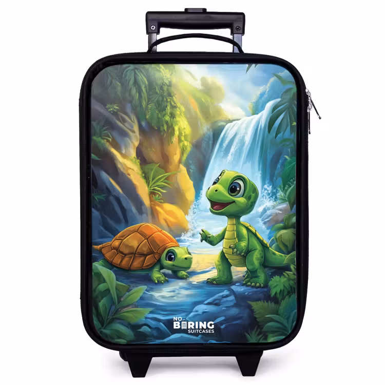 Kinderkoffer - Schildkröte und Dino am Wasserfall im tropischen Wald — 1