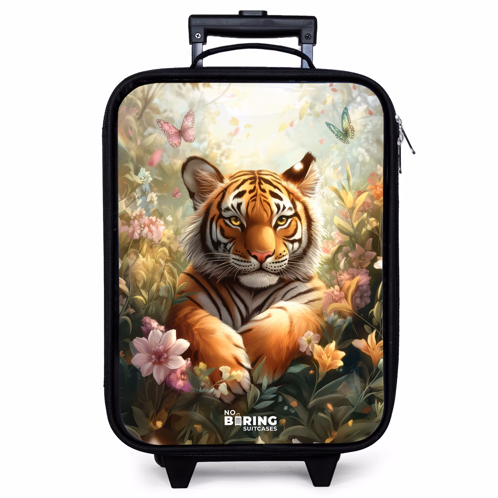 Kinderkoffer - Tiger im Blumenfeld mit Schmetterlingen und Sonnenlicht — 1